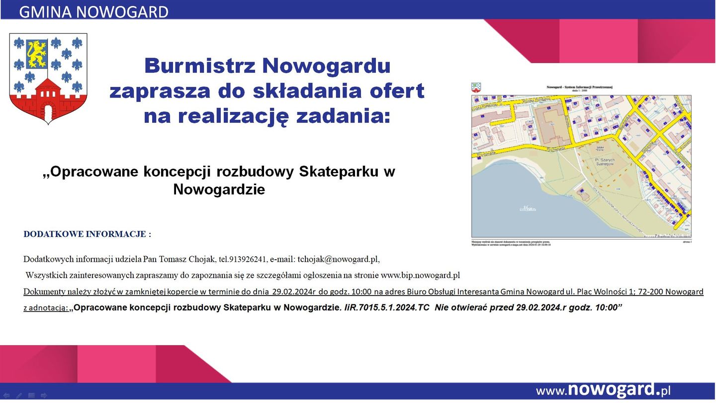 Burmistrz Nowogardu zaprasza do składania ofert